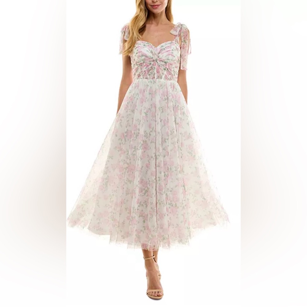 Seni & Cade Floral Pink & Cream Party Dress
